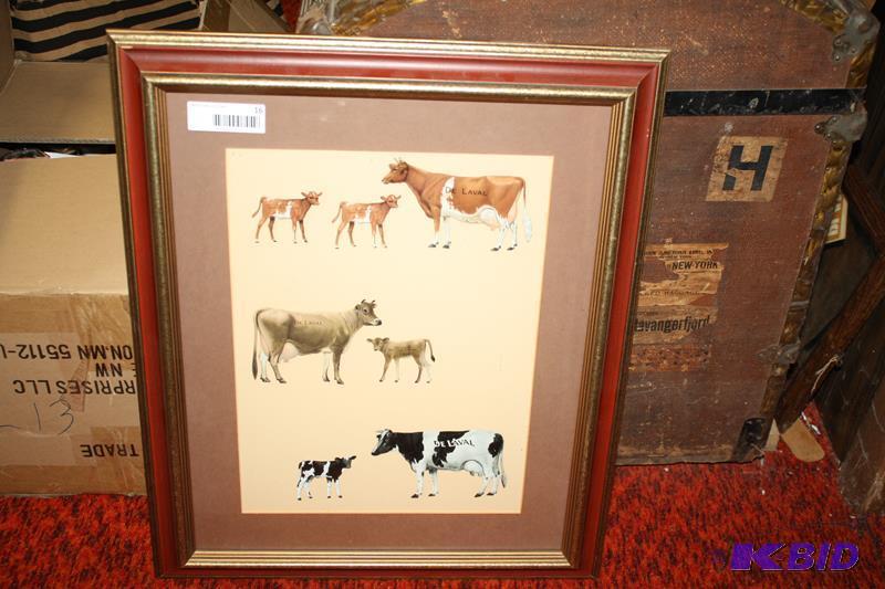 Rare framed matted picture with real DeLaval ...