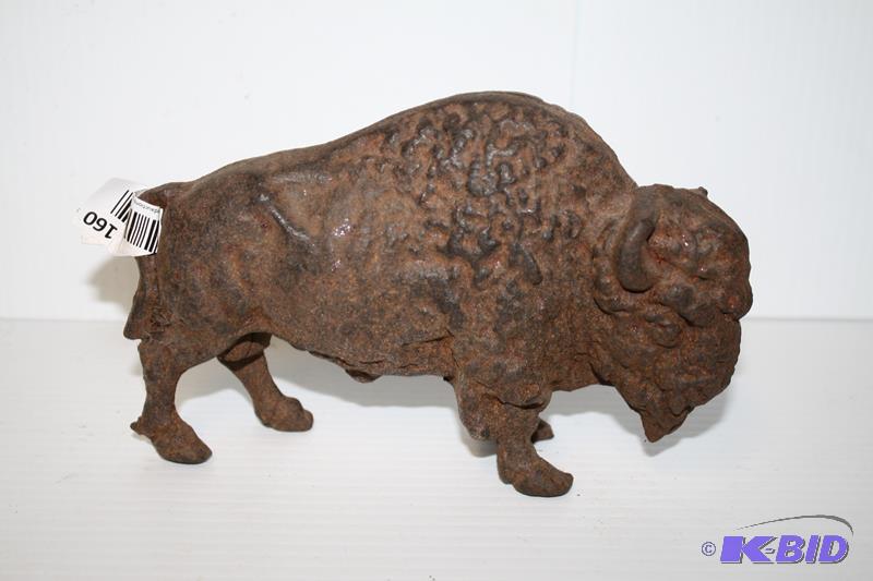 Vintage cast iron buffalo bank 8&quot long...