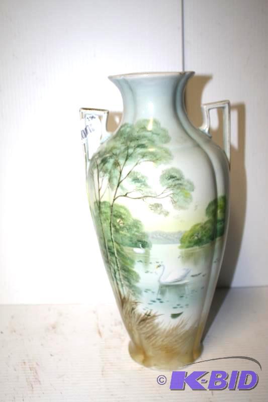 Vintage Beautiful hand painted glass vase by ...