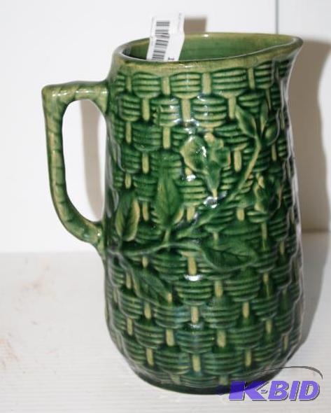 Antique green water pitcher 9x6&quot...