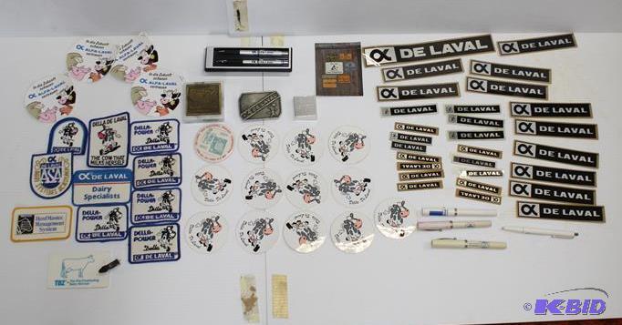 DeLaval advertising items - patches, pens, st...