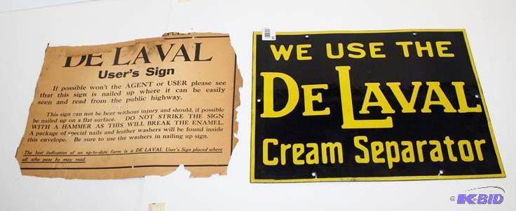 Rare DeLaval porcelain enamel sign 16x12&quot...