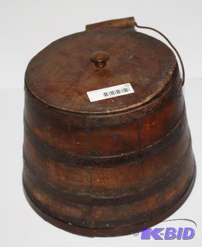 Antique wooden water bucket 10&quot tall...
