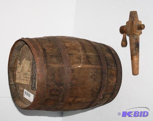 Antique moonshine barrel with tap 13x9&quot ...