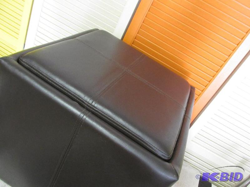 Square Faux Leather Stool with Reversible Top and Storage