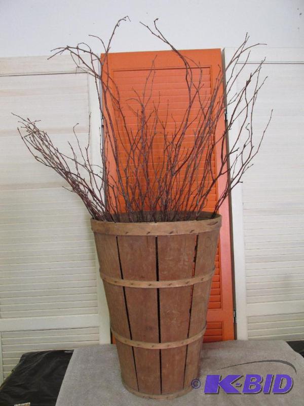 Wonderful Old Tall Basket filled with Red Twigs