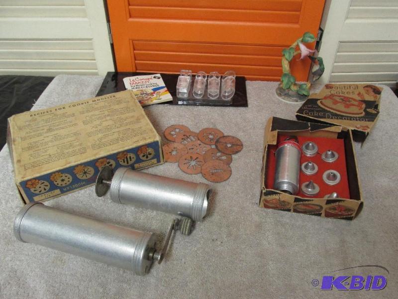 3 Full Sets of Cookie Makers  1 Very Old Cookie Maker with Black Wooden Knob