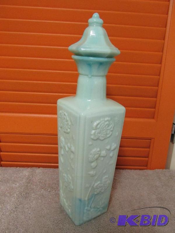 EMPTY Slag Glass Liquor Bottle - BEAUTIFUL