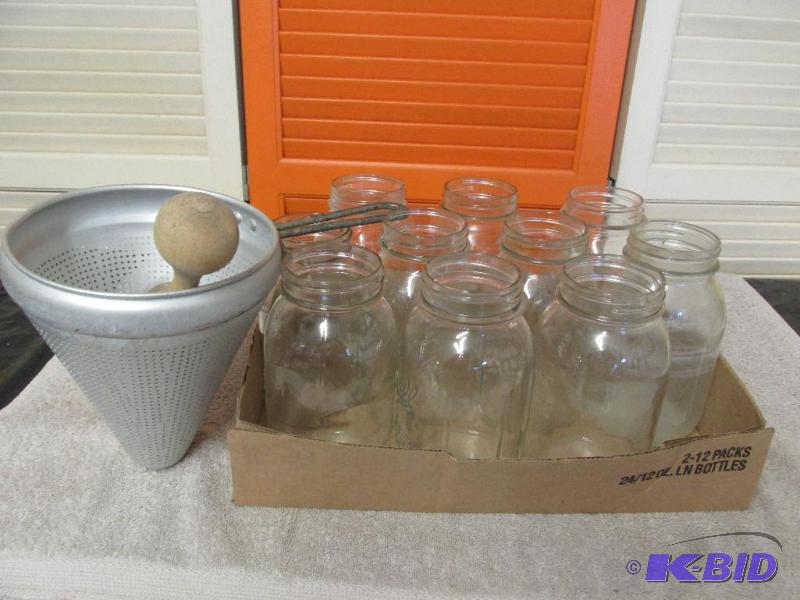 11 Canning Jars - Pestle and Strainer