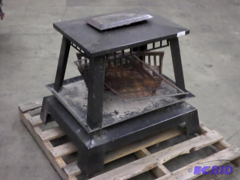 lot 5 image: Outdoor Steel Fireplace With Steel Mesh Sides...