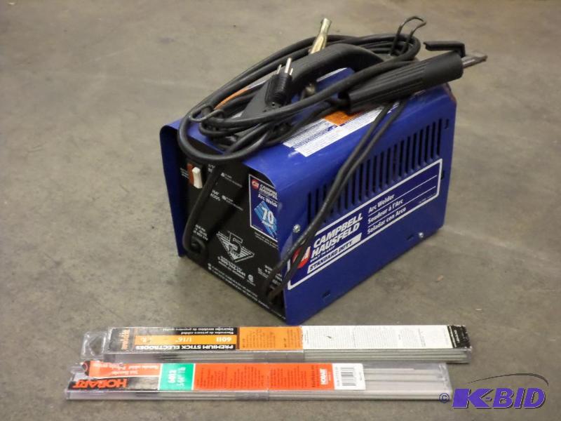 lot 54 image: Campbell Hausfeld 70 Amp Arc Welder With Elec...