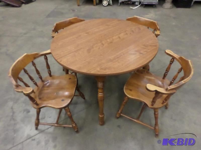lot 67 image: Round-Top Wood Table With (4) Wood Chairs...