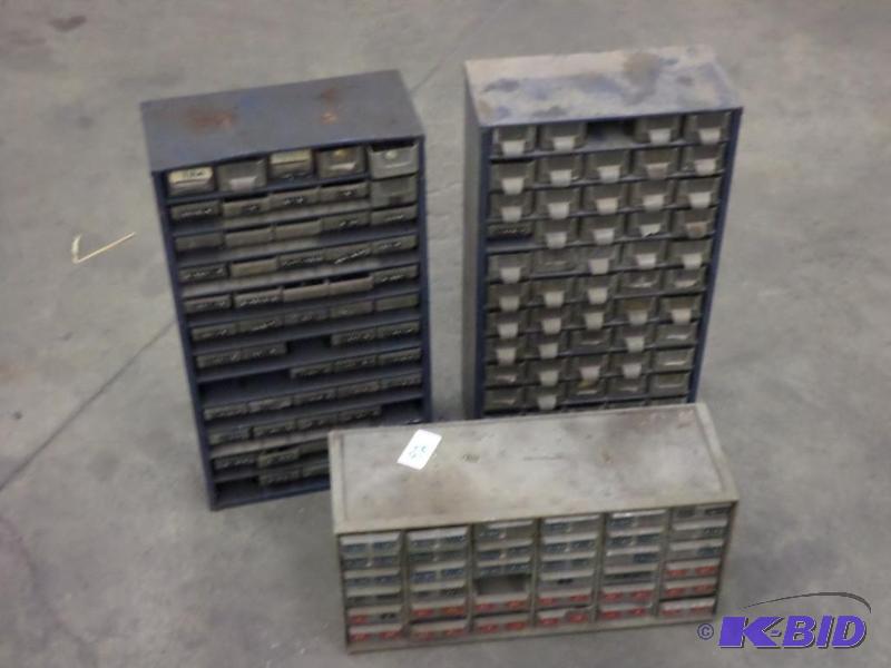 lot 92 image: (3) Nuts & Bolts Bins, (1) Is Full Of Var...
