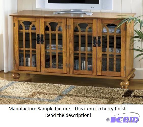 Arched Mission TV Stand - cherry finish - Rem...