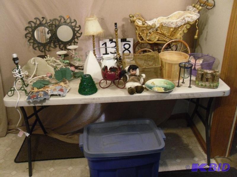 lot 138 image: Large Lot of Household Decor. Neat Metal Baby...