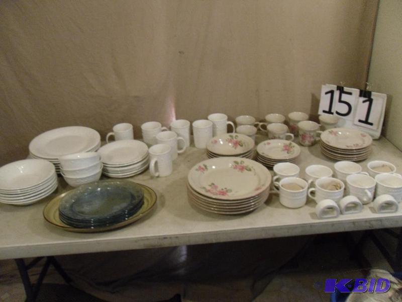 lot 151 image: Lot of Assorted Dishes. White Stoneware Set (...