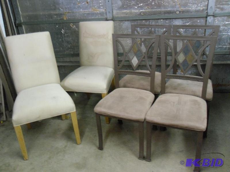 lot 158 image: 4 Matching Metal Chairs and 2 Matching Wood C...