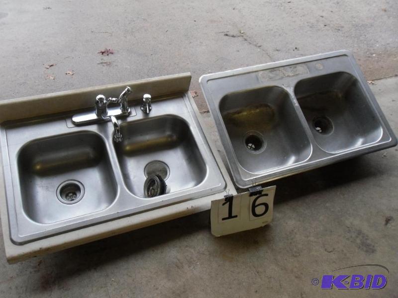 lot 16 image: 2 Stainless Steel Sinks. One in countertop. N...