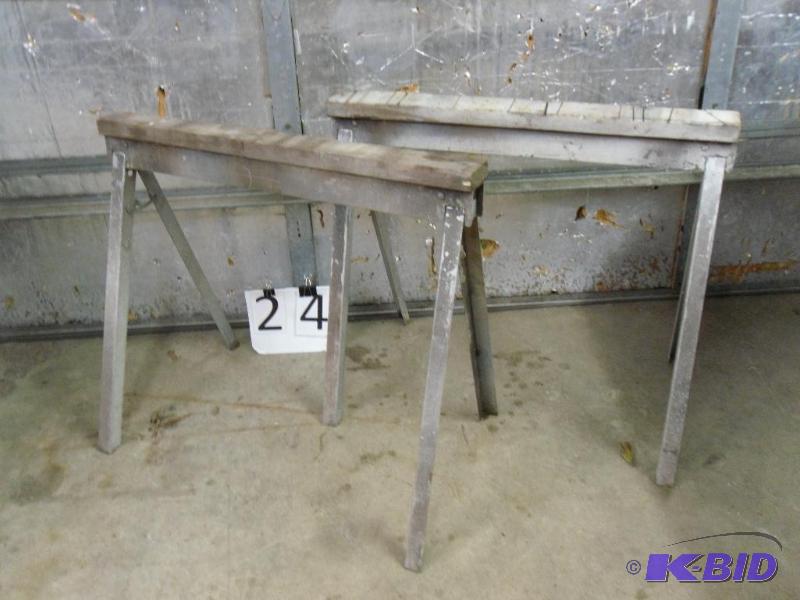 lot 24 image: 2 Folding Saw Horses. ...