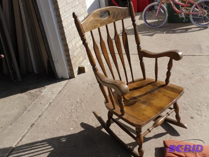 lot 48B image: Wood Rocking Chair. Scuffs, scratches, etc fr...