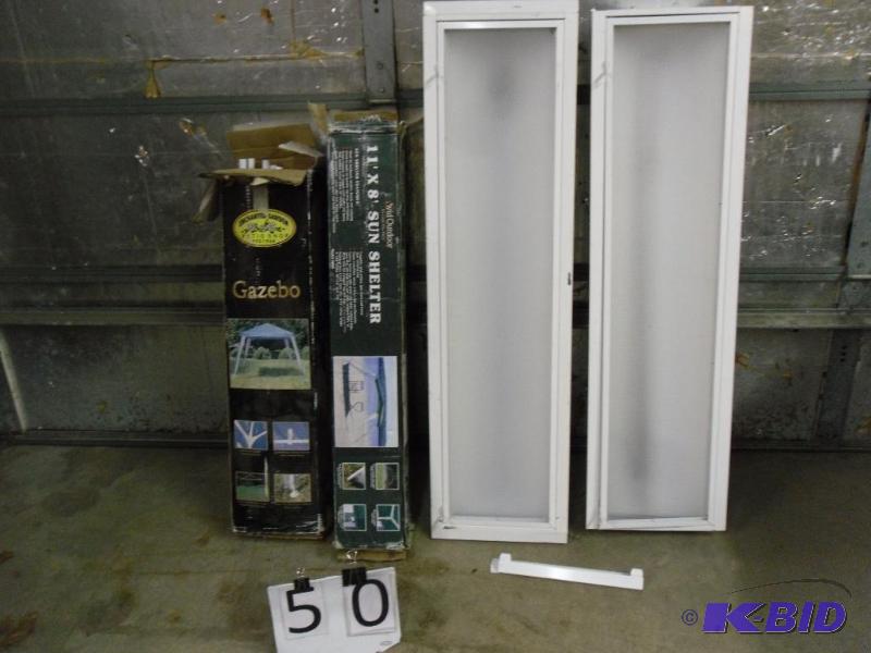 lot 50 image: 2 Shop Lights (both are missing parts), Gazeb...