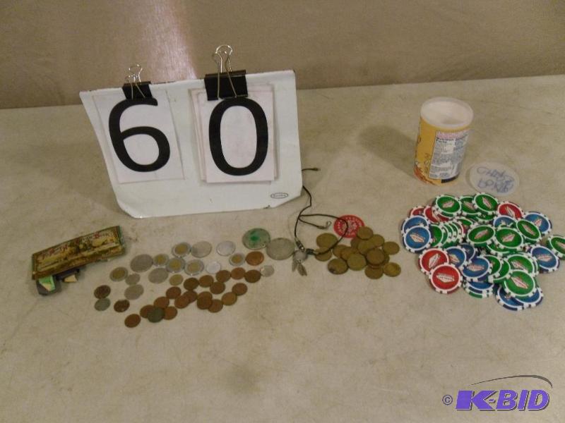 lot 60 image: Lot of Assorted Coins, Chips,  and Token...