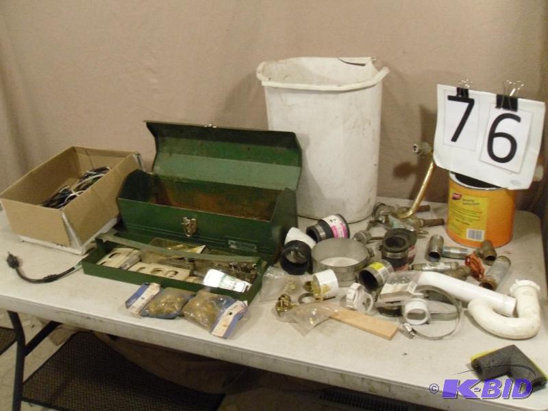 lot 76 image: S-K Metal Toolbox, Hardware, Assorted Plumbin...