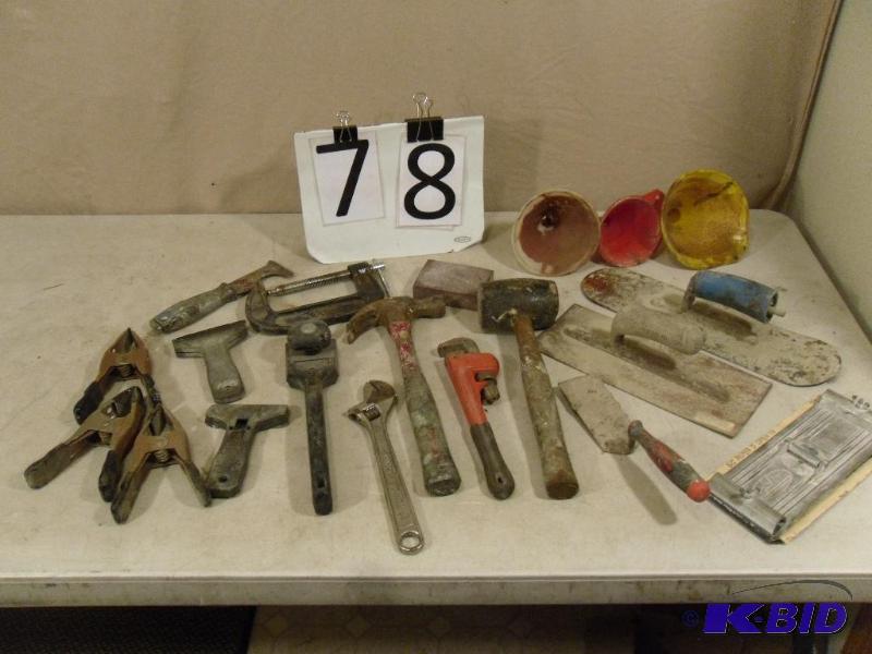 lot 78 image: Lot of Assorted Tools. Trowels, Hammers, Wren...