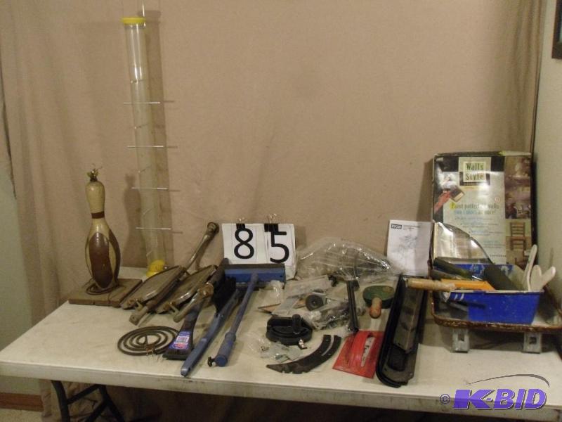 lot 85 image: Painting Supplies, Ryobi Table Saw Legs and P...