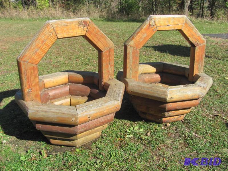 lot 79 image: These two Large Matching Wooden Planters are ...