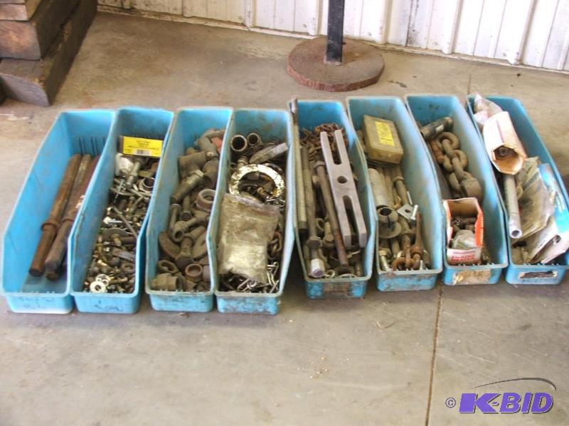 lot 37 image: 8 bins of Misc Nuts, Bolts and Chain...