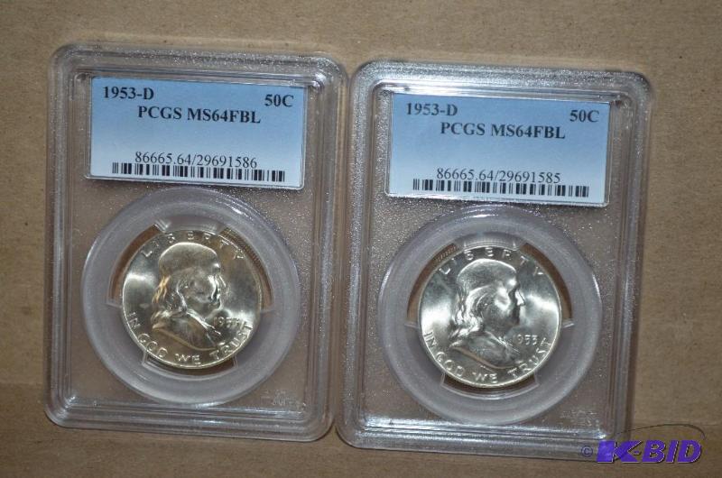 Two 1953-D&nbspHalf Dollar Graded PCGS MS64 ...
