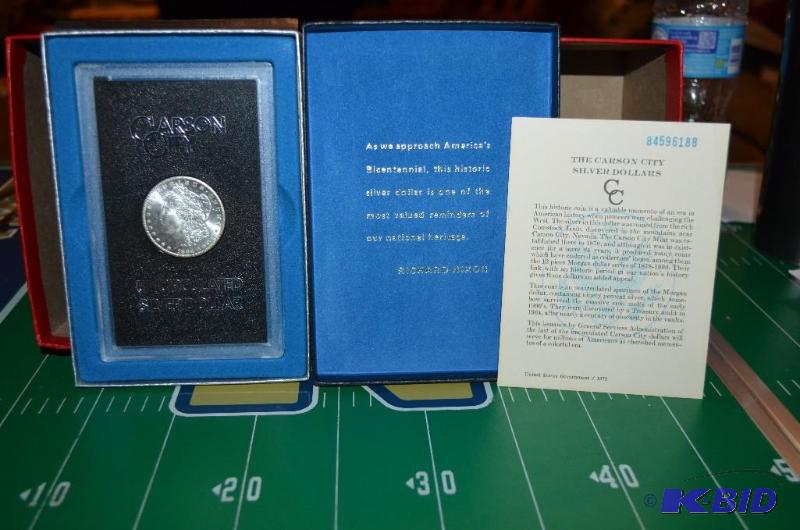 1884 CARSON CITY Silver Dollar in display cas...