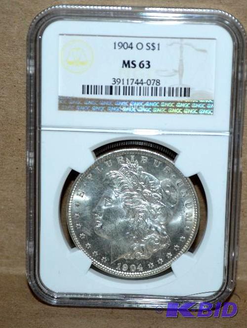 Graded 1904-0 Morgan Silver Dollar - MS63...