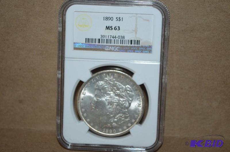 1890 $1 Morgan NGC graded MS63. Value is $100...
