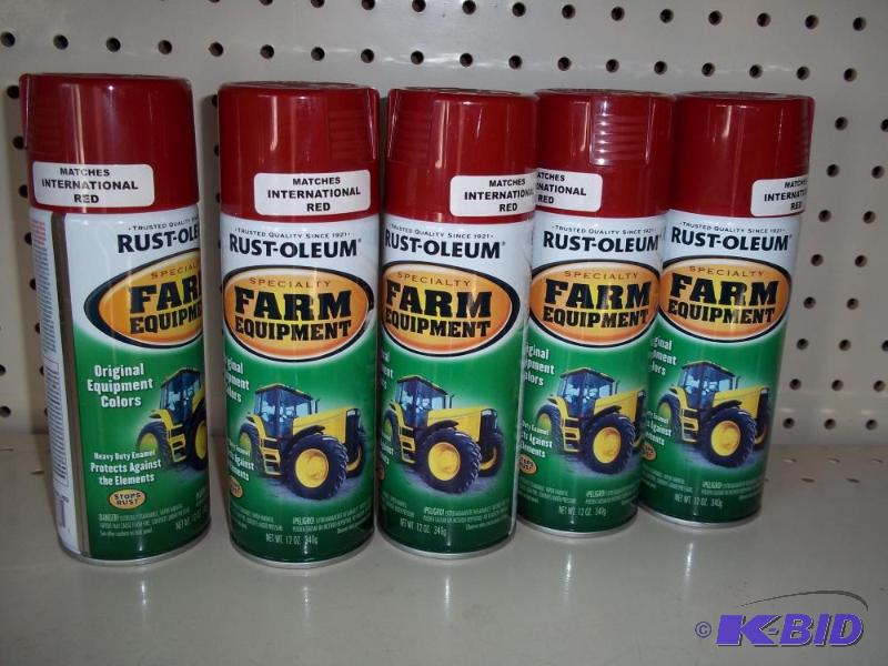 lot 34 image: NEW 5 cans Red Rustoleum spray paint...