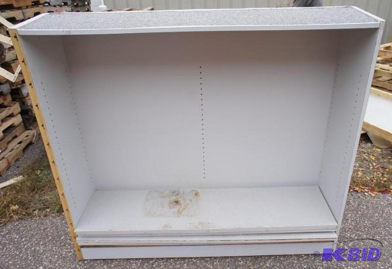 lot 7 image: Double sided store fixture on wheels with she...