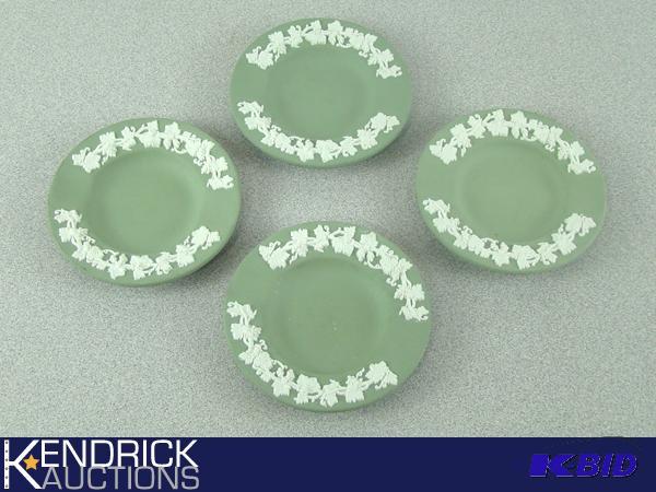 Lot of 4 Wedgewood Green Jasperware PlatesAsh Trays