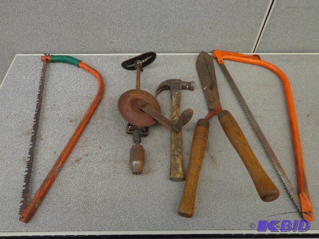 Drill Brace, Saws, Shears &amp More Nice Old...