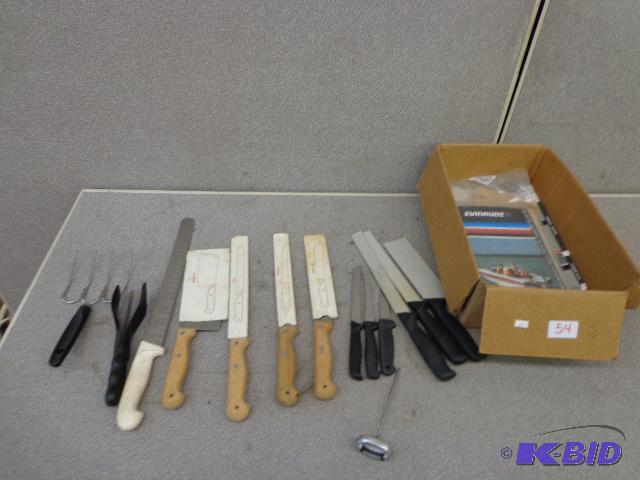 Assorted Butcher Knives and Motor Manuals Ass...