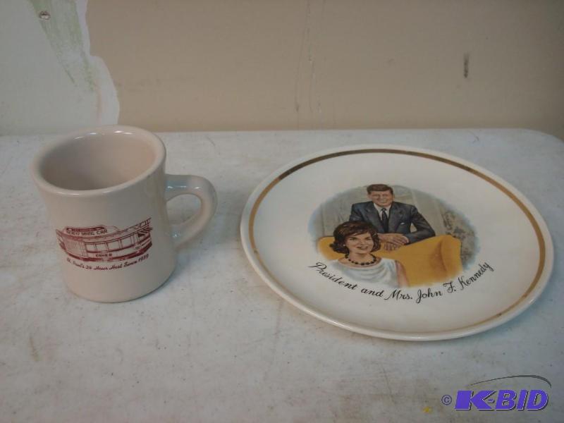 Mickeys Diner Mug And JFK Plate Lot...
