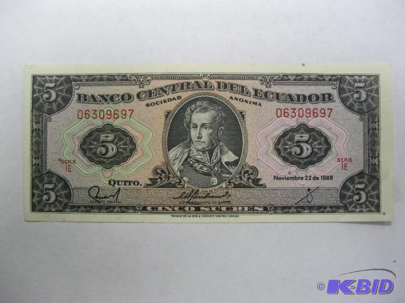 5 Banco Ecuador&nbspForeign Money Bill, Show...