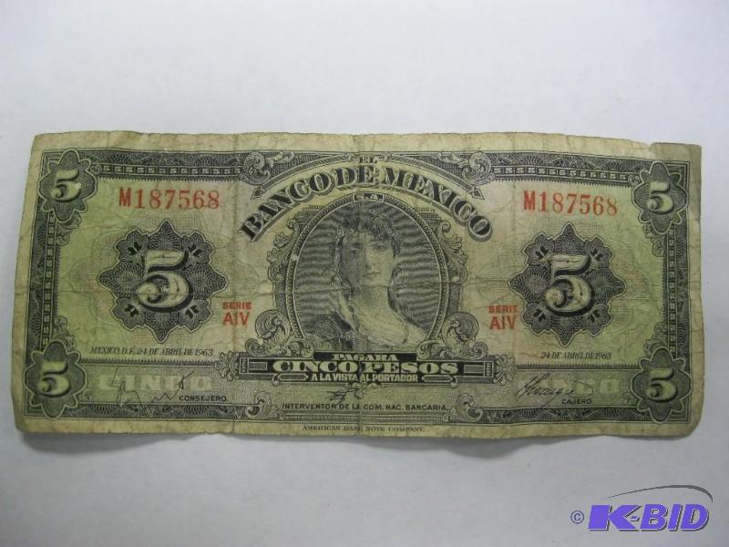 5 Pesos Banco De Mexico&nbspForeign Money Bi...