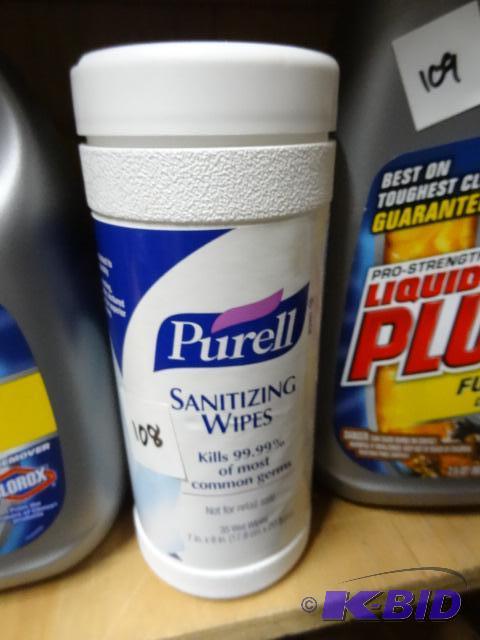 lot 108 image: Qty 3 NEW Cans Purell Sanitizing Wipes...