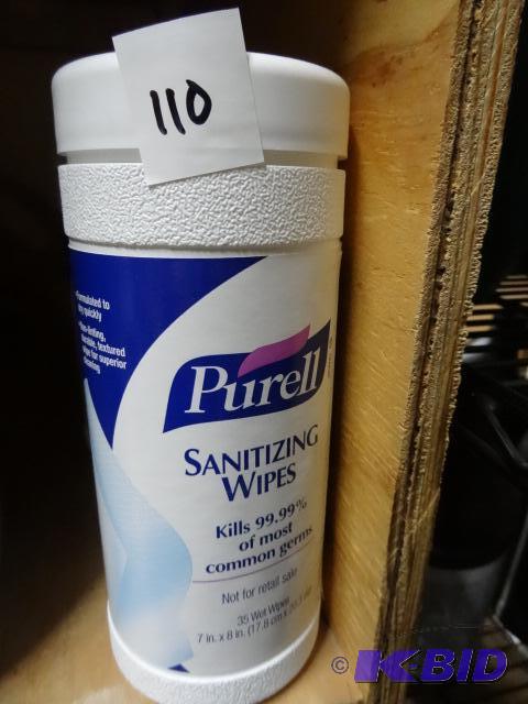 lot 110 image: Qty 3 NEW Cans Purell Sanitizing Wipes...