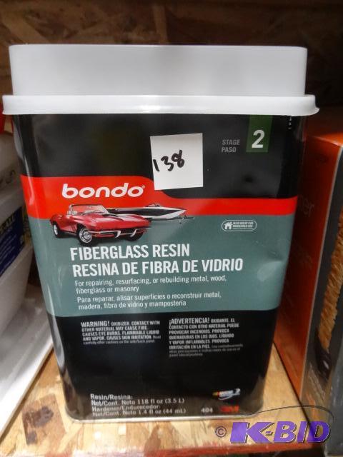 lot 138 image: NEW BONDO Fiberglass Resin Stage 2, 118 oz...