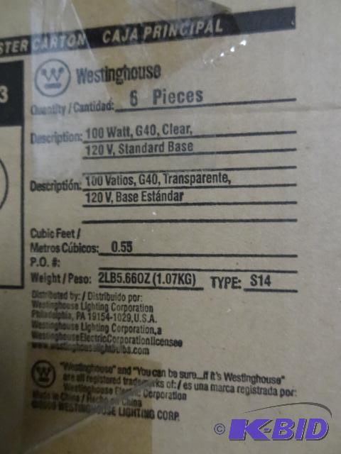 lot 215 image: Qty 6 NEW Westinghouse 100 Watt G40 Clear Inc...