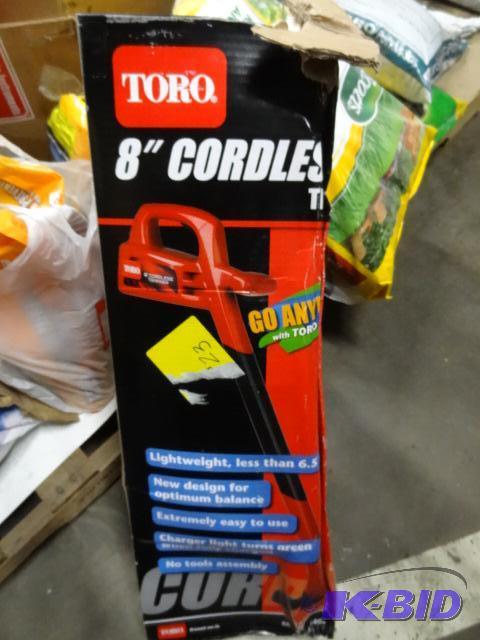 lot 237 image: New in box Toro 8 inch cordless trimmer weed ...