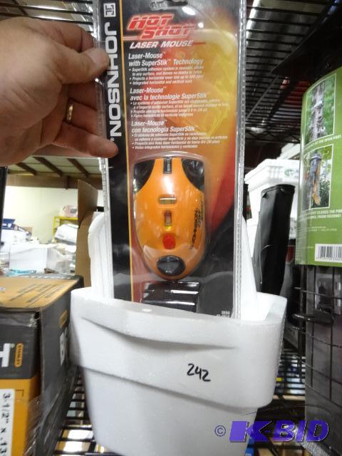 lot 242 image: New in box Johnson Hot Shot laser level mouse...