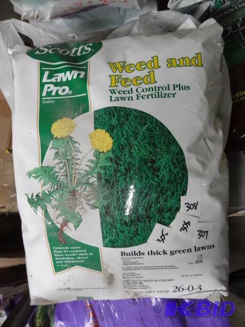 lot 305 image: New bag Scotts lawn Pro weed and feed. Weed c...